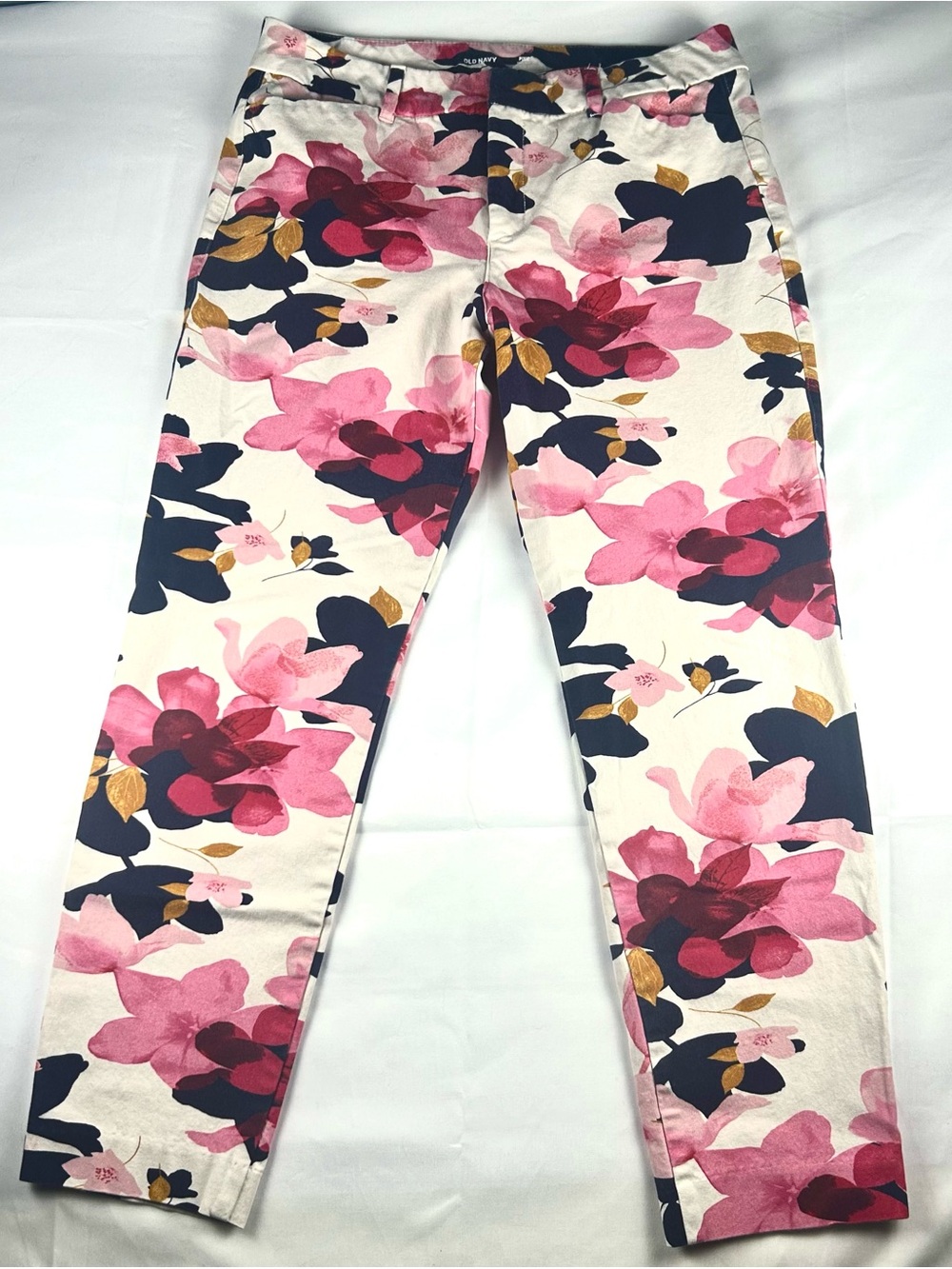 OLD NAVY Pants Womens Size 8 Multicolor High Rise Pockets Ankle Business Casual